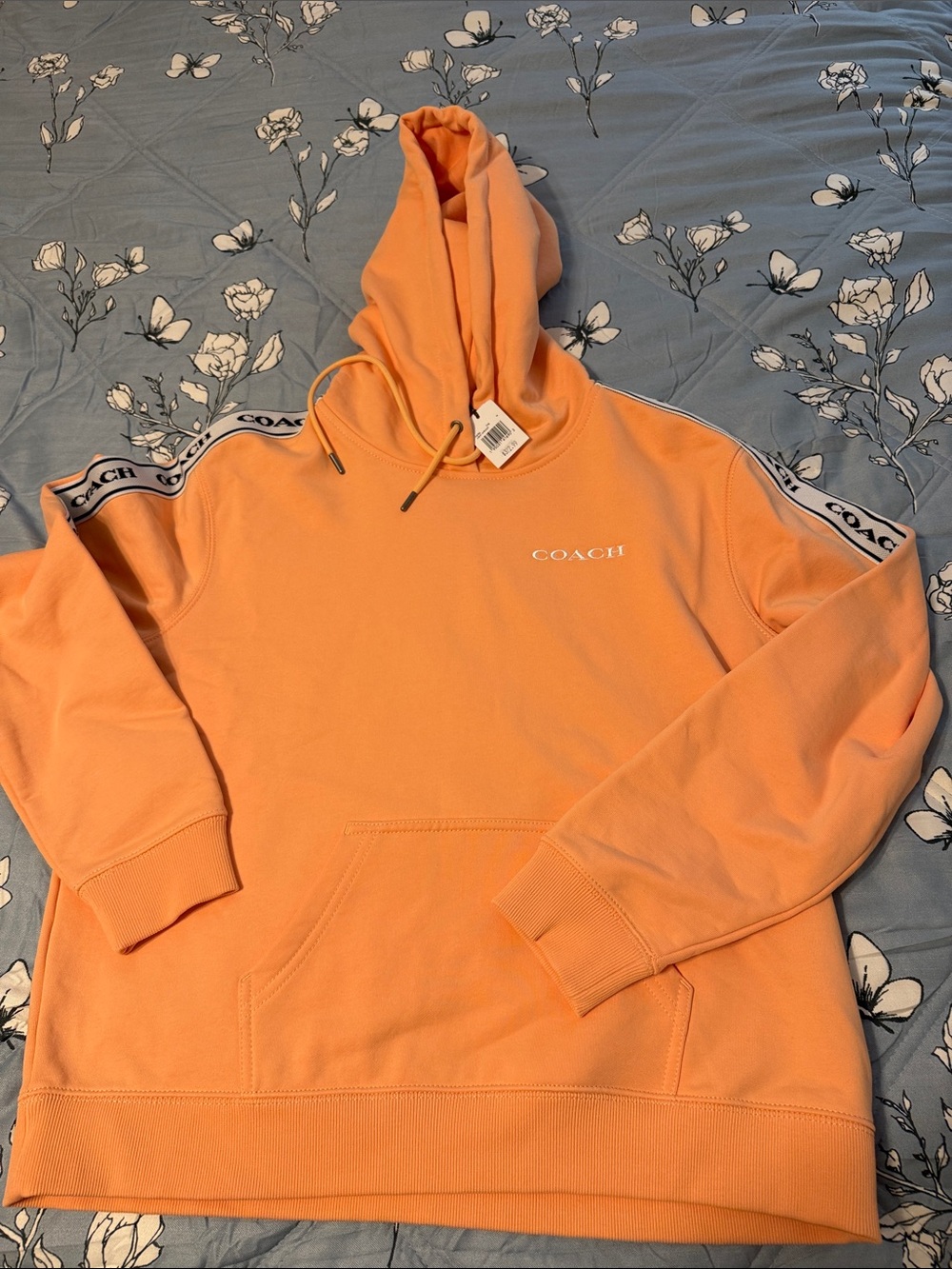Coach Peach Hoodie with Branded Shoulder Tape